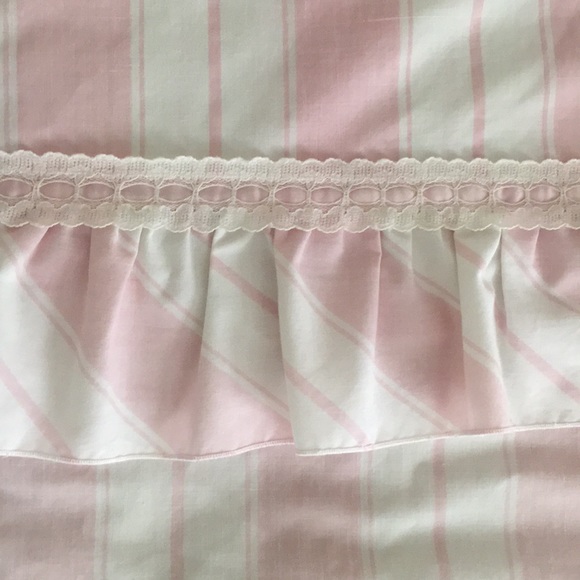 (Vintage) Martex Other - Pink & White Ruffle hem striped flat sheet